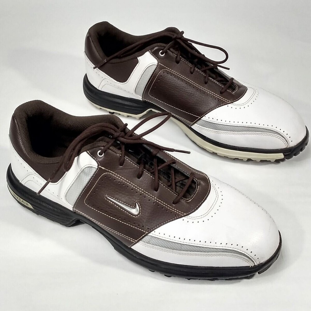 Nike Air Tour Saddle Golf Shoe Power Channel Rubber Cleat Leather Brown White9.5
